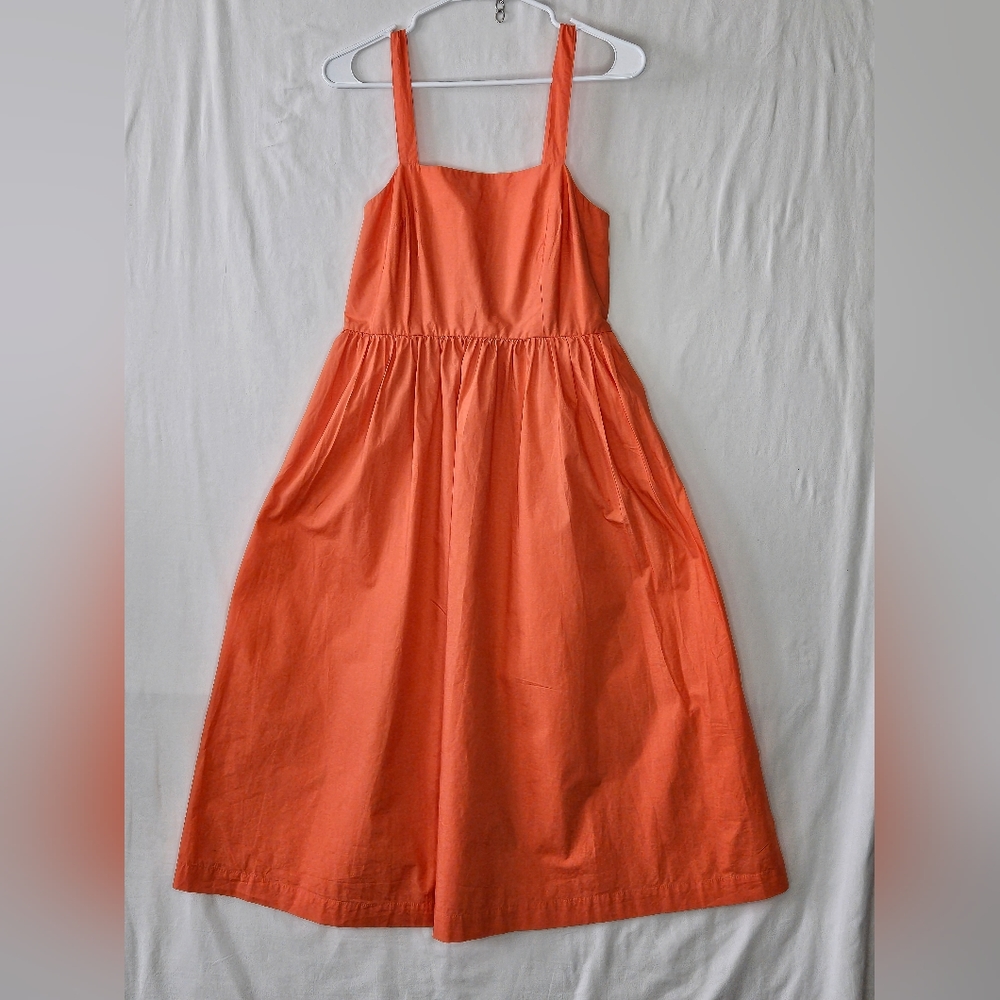 A New Day Womens Dress Sz Small Orange Sundress Dress Midi Sleeveless ALine Spot